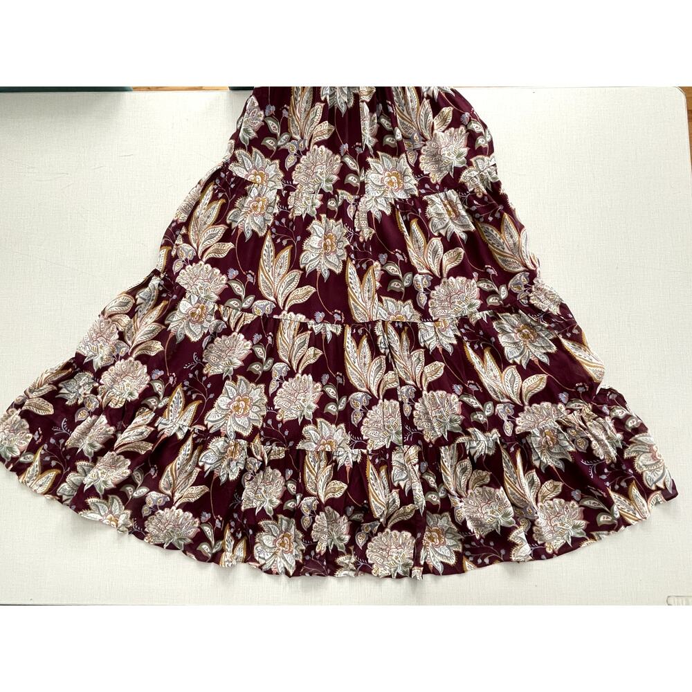 Yumi Kim Sz M Frida Maxi Dress Maroon Paisley Cinch Waist Wedding Guest Feminine - Picture 14 of 16